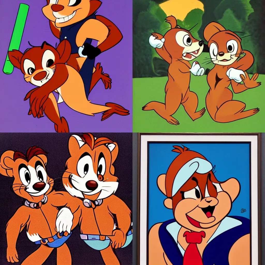 Prompt: Chip 'n Dale, roy lichenstein