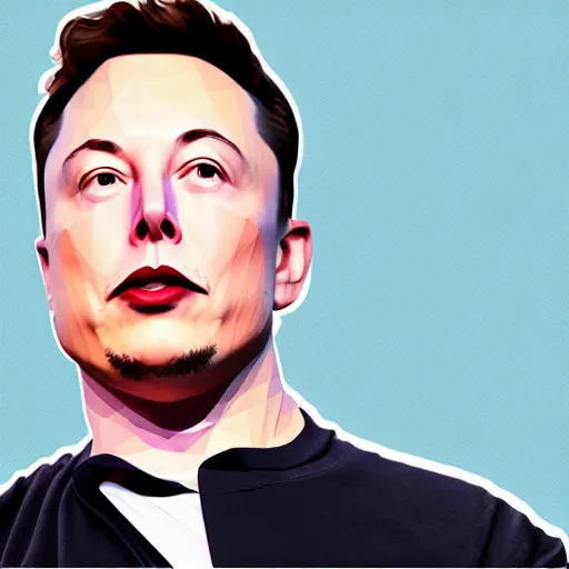 Image similar to low polygon render of elon musk on a white background, isometric 3 d, ultra hd