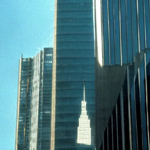 Prompt: patrick bateman plane going through the world trace center towers, in american psycho ( 1 9 9 9 )