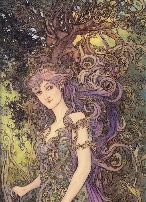 Image similar to a beautiful painting of an elven fairy princess by rebecca guay