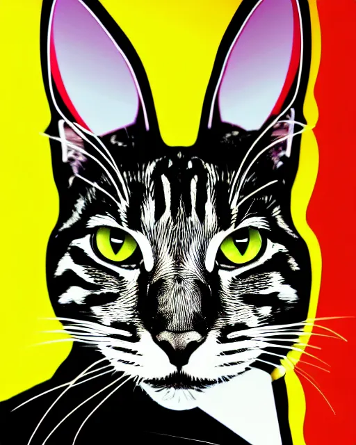 Image similar to portrait of a biodegradable cat, pop art, neo noir, sharp focus, highly detailed, 4 k, 8 0's style