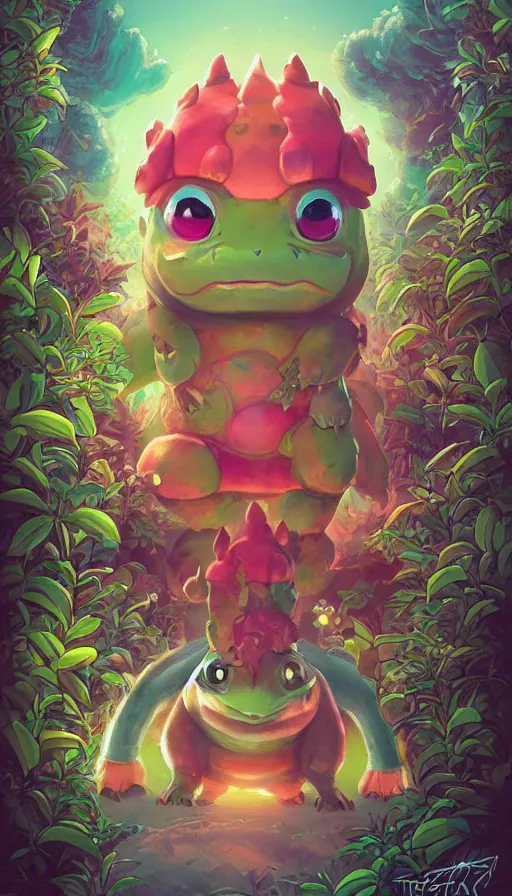 Image similar to lofi BioPunk Pokemon Bulbasaur portrait Pixar style by Tristan Eaton_Stanley Artgerm and Tom Bagshaw,