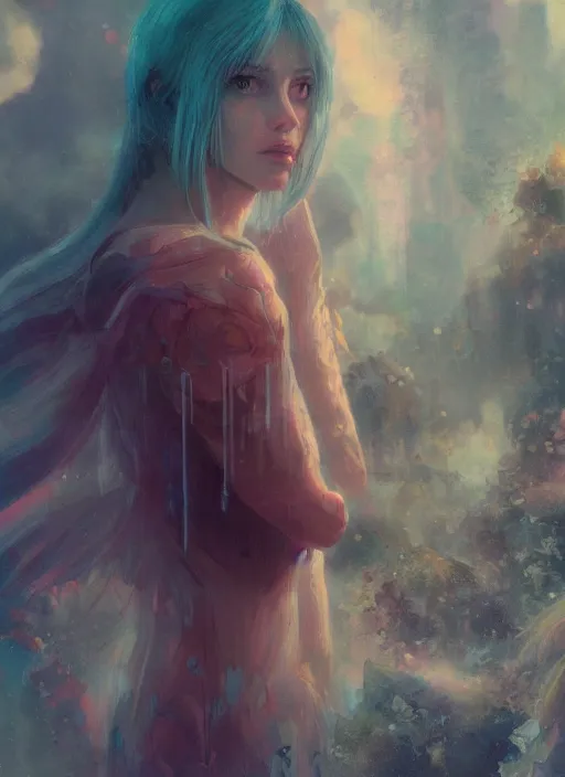 Image similar to a portrait of a character in a scenic environment by Ross Tran and by Mikalojus Konstantinas Ciurlionis