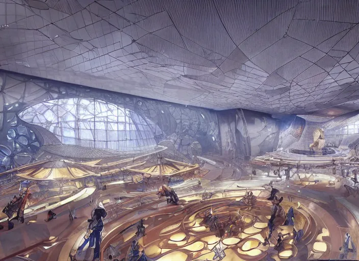 Prompt: alibaba headquarters interior designed by vavestudio, pico arts, rendered by artgerm and greg rutkowski and alphonse mucha