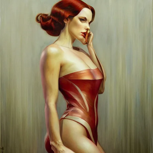 Image similar to a streamline moderne painting in the style of donato giancola, and in the style of charlie bowater, and in the style of charles dulac. symmetry, smooth, sharp focus, semi - realism, intricate detail.