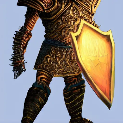 Image similar to animated armor that looks like karn the great creator, full body portrait, style of magic the gathering, dungeons and dragons, fantasy, intimidating