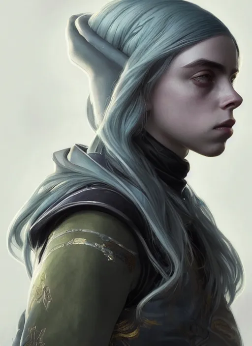 Prompt: billie eilish as destiny 2 character, portrait, intricate, elegant, highly detailed, digital painting, artstation, concept art, wallpaper, smooth, sharp focus, illustration, art by artgerm and greg rutkowski and alphonse mucha