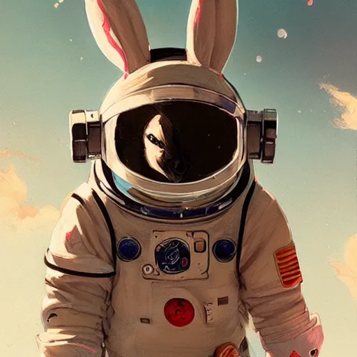 Image similar to bunny astronaut by rossdraws and greg rutkowski, detailed, midjourney