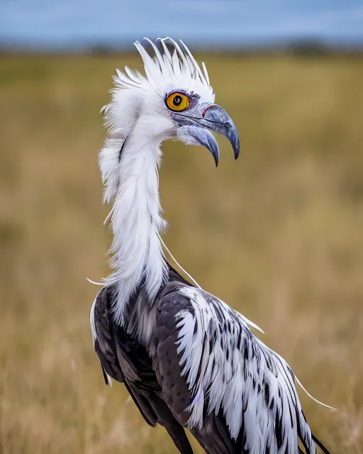 Image similar to closeup picture of secretary bird in savannah, captured on iphone, dlsr, photography