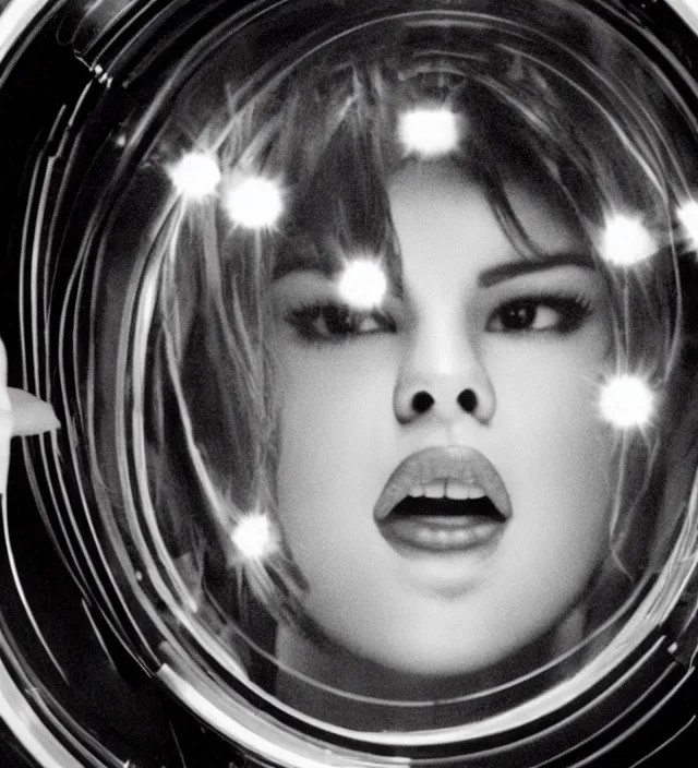 Image similar to selena gomez, 2 0 0 1 : a space odyssey ( 1 9 6 8 ) movie still frame, hd, remastered, detailed, cinematic lighting