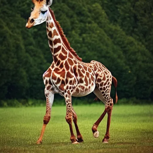 Prompt: a creature that's half horse, half giraffe