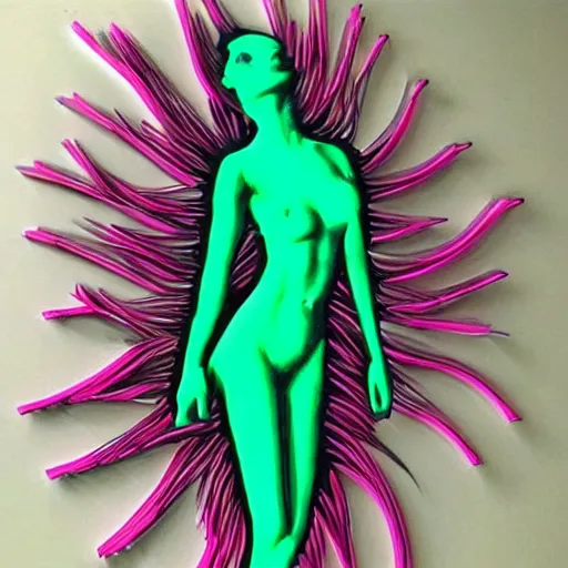 Image similar to 3 d neon art of a womens body, hyper detailed