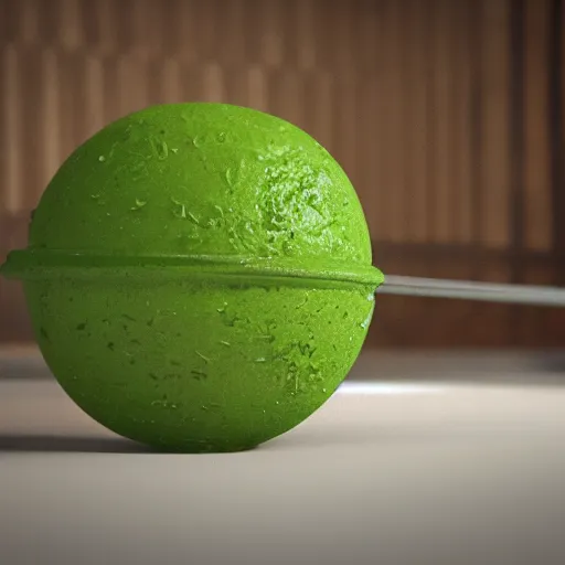 Image similar to wood cane with green slime on it, octane render