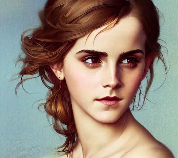 Prompt: photography of sensual emma watson, deep focus, intricate, elegant, highly detailed, digital painting, artstation, concept art, matte, sharp focus, illustration, art by artgerm and greg rutkowski and alphonse mucha and gil elvgren