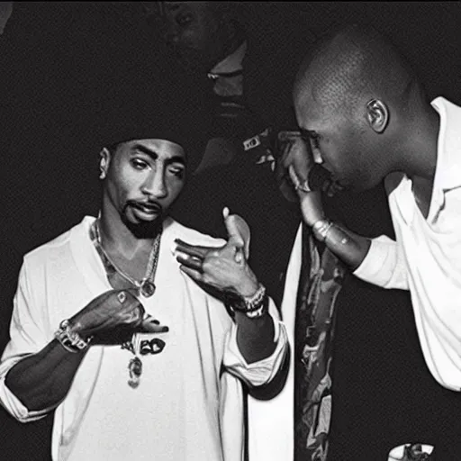 Image similar to photo of 2 pac taking care of my white baby.
