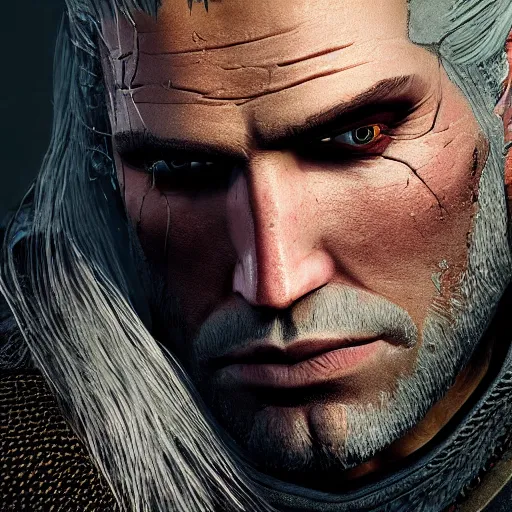 Image similar to geralt the witcher 3, photorealistic, realistic