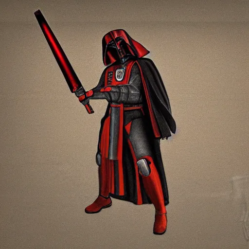 Prompt: darth revan depicted in an anciet wall painting, 8k render, realistic,