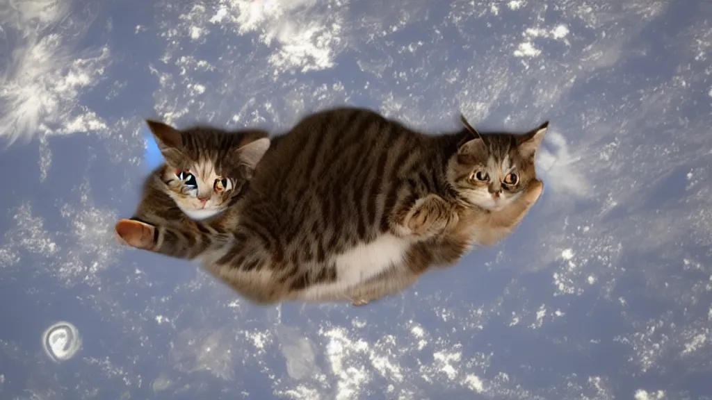 Image similar to Photo of a cat floating inside the ISS