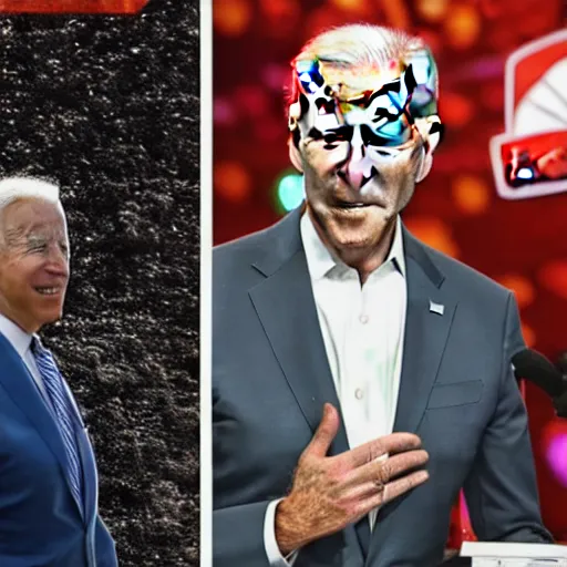 Prompt: joe biden lost in the fae realm, stumbles upon a taco bell, live mas