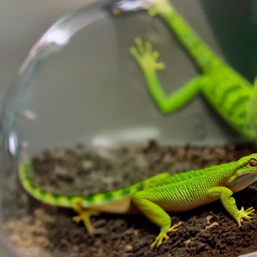 Image similar to gecko sitting inside a terrarium