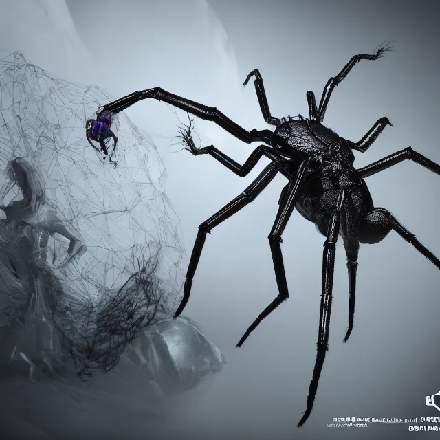 Image similar to queen elizabeth reimagined as a giant spider, dark cinematic, volumetric, realistic, 3 d render, cinematic lighting, ray tracing, cinematic, unreal engine 5, unreal engine render, octane render, hyper realistic, photo, 8 k