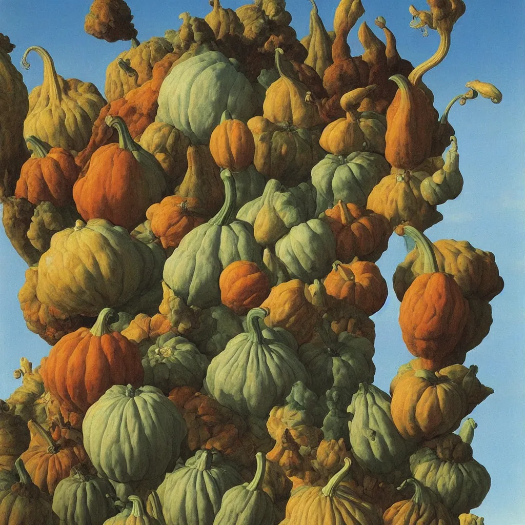 Image similar to a single colorful! ( roger dean ) gourd tower white! clear empty sky, a high contrast!! ultradetailed photorealistic painting by jan van eyck, audubon, rene magritte, agnes pelton, max ernst, walton ford, andreas achenbach, ernst haeckel, hard lighting, masterpiece