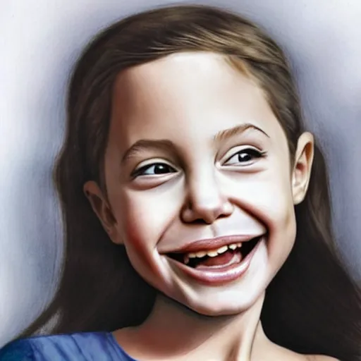 Image similar to child drawing of angelina jolie smiling