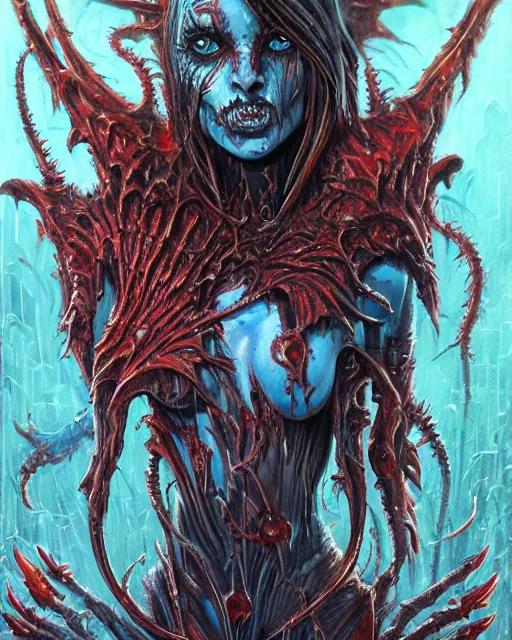 Image similar to charred bloody fleshmetal female cyborg daemonhost psychedelic flamer of tzeentch, by antonio j. manzanedo, giger, alex grey, android jones, wayne barlowe, philippe druillet, raymond swanland, cyril rolando, josephine wall, harumi hironaka, cronenburg, trending on artstation