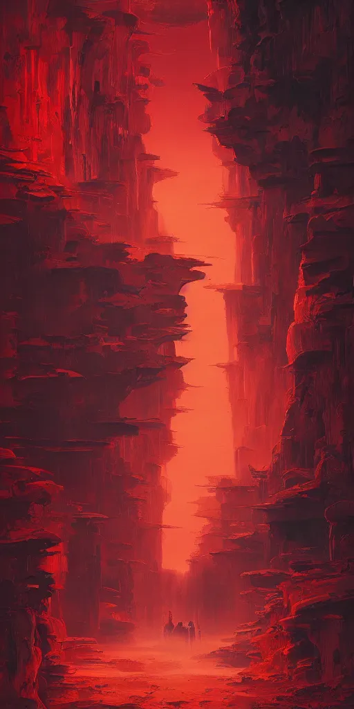 Prompt: the red samurai!!! a highly detailed cinematic oil painting by roger dean and alena aenami, dynamic lighting