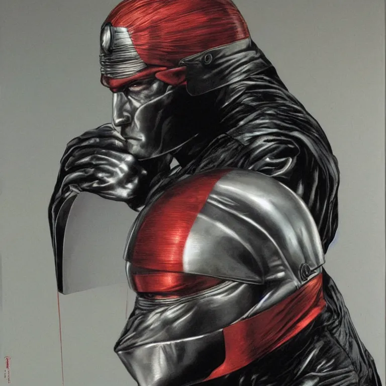 Prompt: Magneto from the X-Men with his helmet on by Saturno Butto