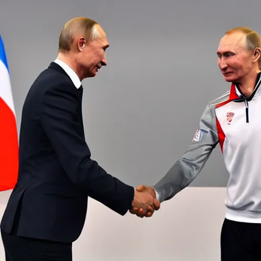 Image similar to robert lewandowski shaking hands with vladimir putin