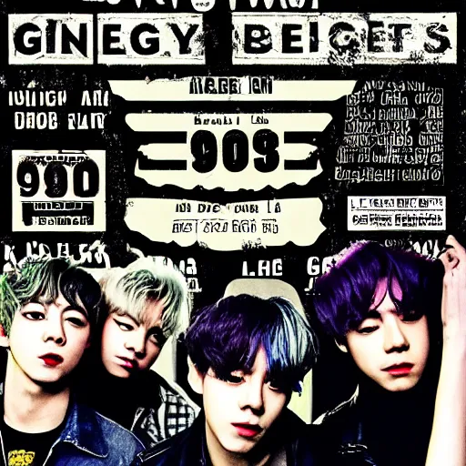 Image similar to 9 0 s grunge concert poster for bts