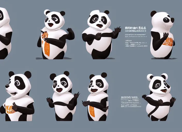 Image similar to award - winning detailed concept art of a cute iconic anthropomorphic panda character. art by wlop on bcy. net, realistic. detailed feathers, art by cheng yi. artstationhd, artgerm, 3 dcg, pixar zootopia. 3 d rendering, high quality model sheet, disney. model sheet detailed