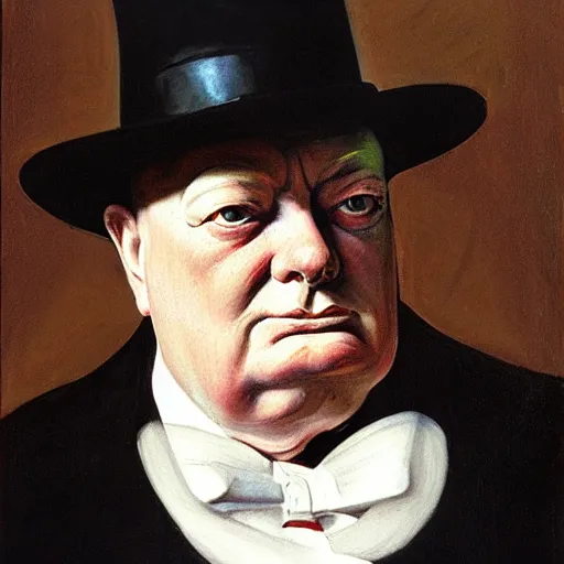 Prompt: Winston Churchill painted by caravaggio