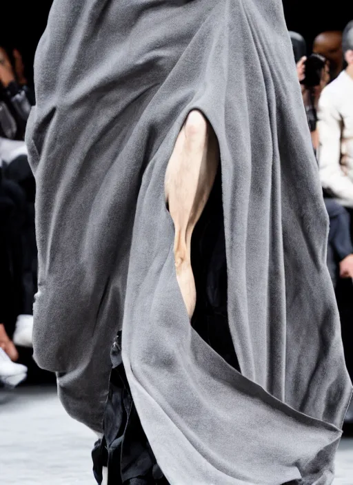 Image similar to hyperrealistic and heavy detailed rick owens avant garde runway show of batman, leica sl 2 5 0 mm, vivid color, high quality, high textured, real life