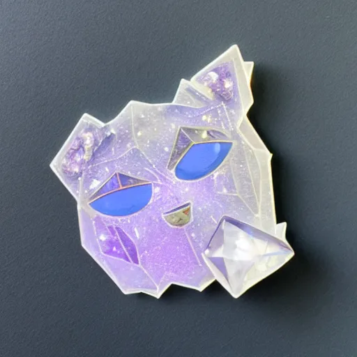 Prompt: a crystal cat on a cracker