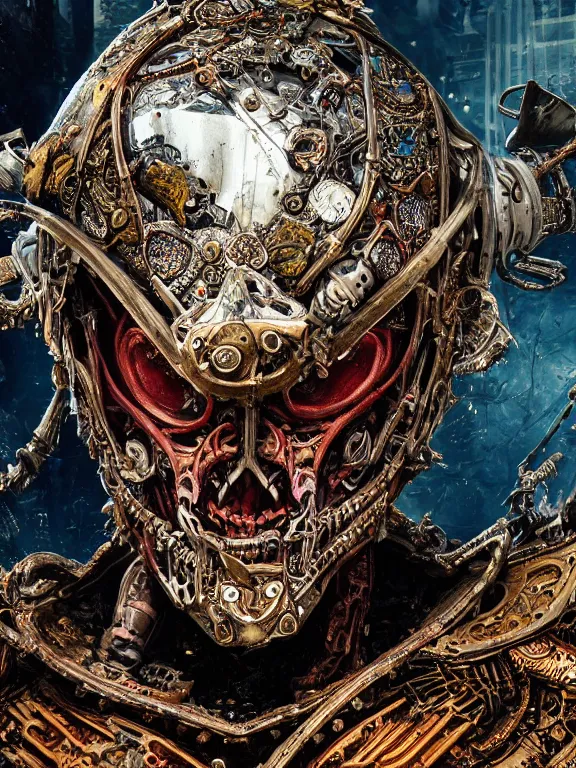 Prompt: portrait art of 8k ultra realistic undead corrupted akira, ornate intricate, smashed glass helmet , detailed intricate ornate armour,decaying, cybernetic, full of colour, cinematic lighting, battered, trending on artstation, 4k, hyperrealistic, focused, extreme details,unreal engine 5, cinematic, masterpiece, art by ayami kojima, giger