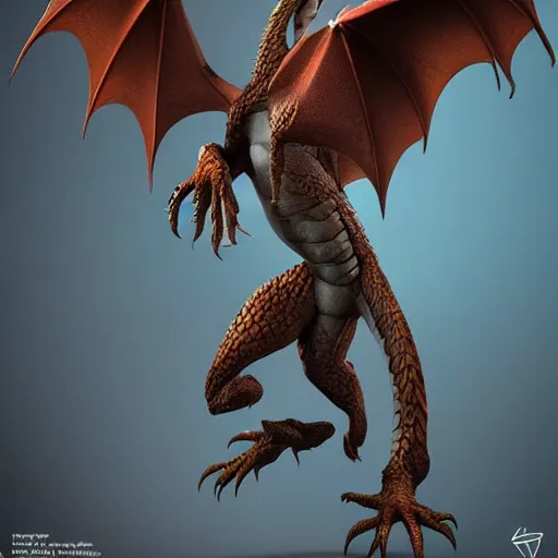 Prompt: very cool full body dragon, in attack stance, highly detailed, octane render, trending in artstation