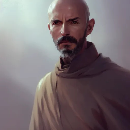 Image similar to portrait of saint ignatius of loyola, 4 k, concept art, by wlop, ilya kuvshinov, artgerm, krenz cushart, greg rutkowski, pixiv. cinematic dramatic atmosphere, sharp focus, volumetric lighting, cinematic lighting, studio quality