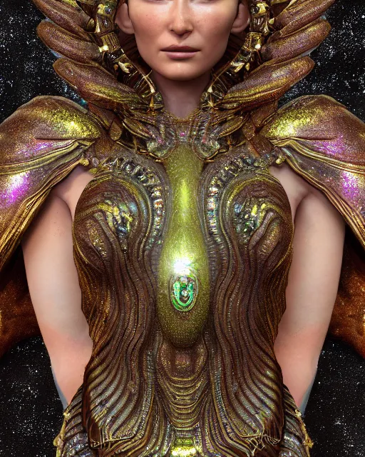 Prompt: a highly detailed metahuman 4 k close up render of an alien goddess bella hadid monument festival makeup in iris van herpen dress schiaparelli in diamonds crystals swarovski and jewelry iridescent in style of alphonse mucha gustav klimt trending on artstation made in unreal engine 4