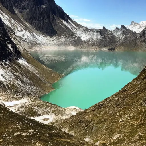 Image similar to took a pic of this exploding lake while hiking in the alps #nature #crazy