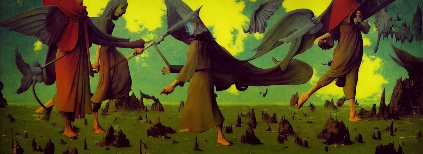 Image similar to full - body surreal colorful angelic rpg character concept art anatomy, action pose, very coherent and colorful high contrast masterpiece by norman rockwell franz sedlacek hieronymus bosch dean ellis simon stalenhag rene magritte gediminas pranckevicius, dark shadows, sunny day, hard lighting, reference sheet white! background