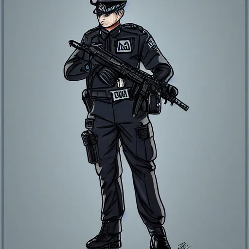 Prompt: A British police officer wearing a custodian, highly detailed, anime art style, trending on art station