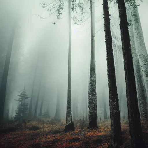 Prompt: photo of misty woods clearing, high definiton, cinematic, high resolution, tall pine trees, mist, 8 k, photography