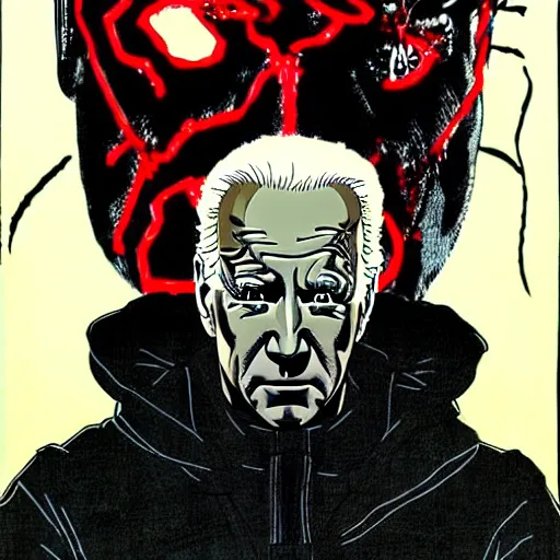 Image similar to Joe Biden looking sinister, by Tsutomu Nihei, highly detailed