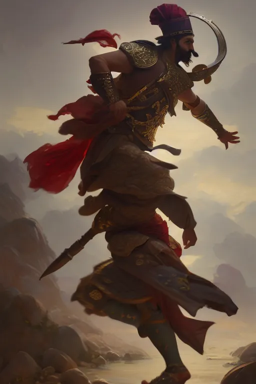 Image similar to a janissary running towards the camera, full body, movement, extremely detailed digital painting, in the style of fenghua zhong and ruan jia and jeremy lipking and peter mohrbacher, mystical colors, rim light, beautiful lighting, 8 k, stunning scene, raytracing, octane, trending on artstation