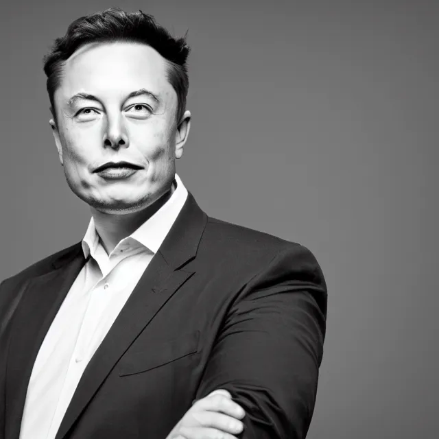 Prompt: Young Elon Musk; beautiful studio portrait; bokeh, 90mm, f/1.4