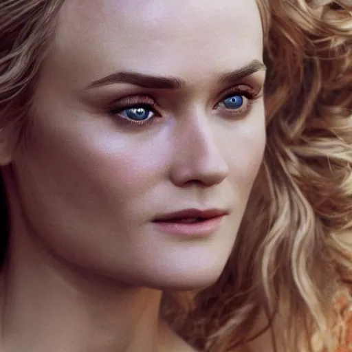 Image similar to fatally beautiful face helen of Troy/Diane Kruger, dynamic lighting, cinematic, establishing shot, extremely high detail, shining, photo realistic, cinematic lighting, intricate line drawings, 8k resolution