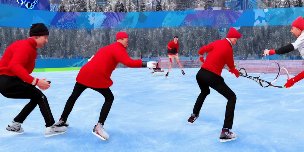 Prompt: ice tennis match 4k still image winter olympics