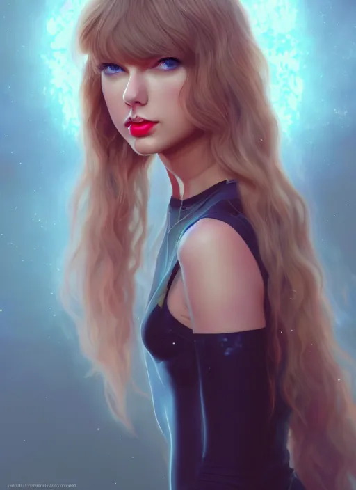 Image similar to taylor swift, evangelion, au naturel, hyper detailed, digital art, trending in artstation, cinematic lighting, studio quality, smooth render, frostbite 3 engine rendered, art style by klimt and nixeu and ian sprigger and wlop and krenz cushart